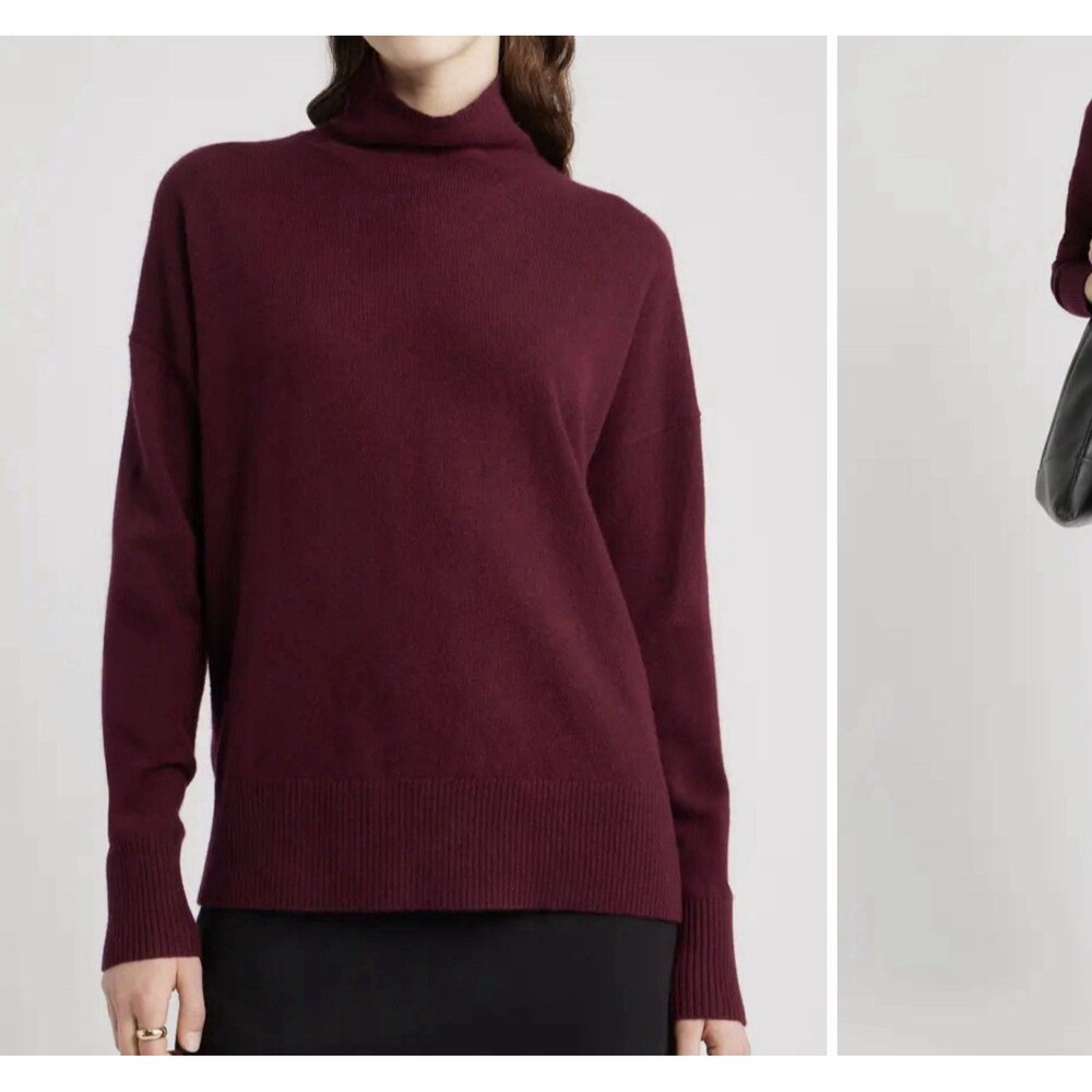 Nordstrom Oversized Cashmere Turtleneck Small Black
